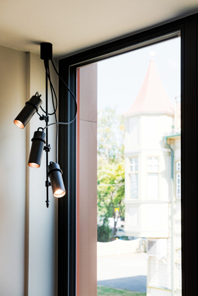 Scandinavian-style interior with Lightweight luminaires overhead